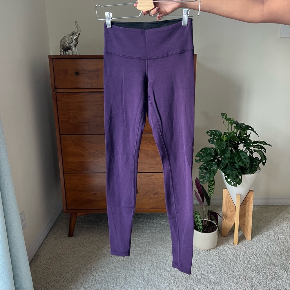 Reversible, purple and black Lululemon leggings